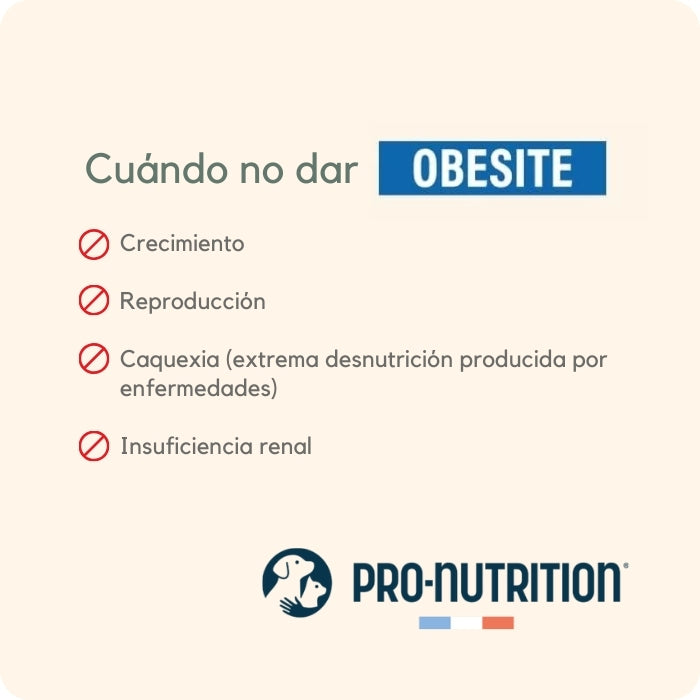 Cuándo no dar Obesite a tu gato con sobrepeso: en gatos en crecimiento, en etapa de reproducción, caquexia e insuficiencia renal.