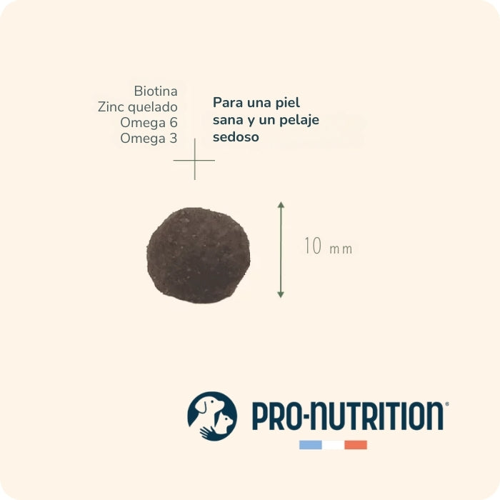 Pro Nutrition Pro Life Pavo para gatos. Tamaño de la croqueta.