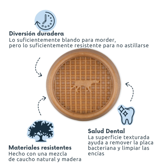 Propiedades mordedor recreacional para perros long lasting wiggle waffle chew de tall tails: Diversión duradera, hecho de materiales resistentes y naturales, favorece la salud dental