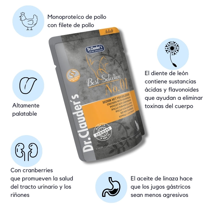 Propiedades Bes selection No. 01 Dr. Clauder's aliemento húmedo completo para gatos monoproteico