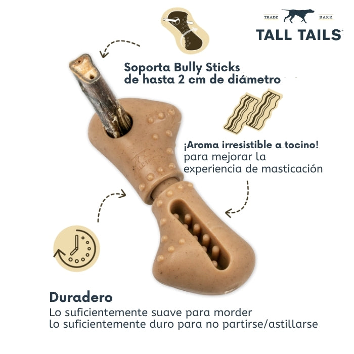 caracteristicas principales de mordedor recreacional de caucho natural y celulosa sujetador de Bully Stick Tall Tails
