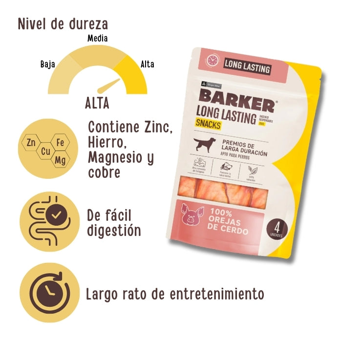 Propiedades mordedor natural para perros Orejas de Cerdo Barker