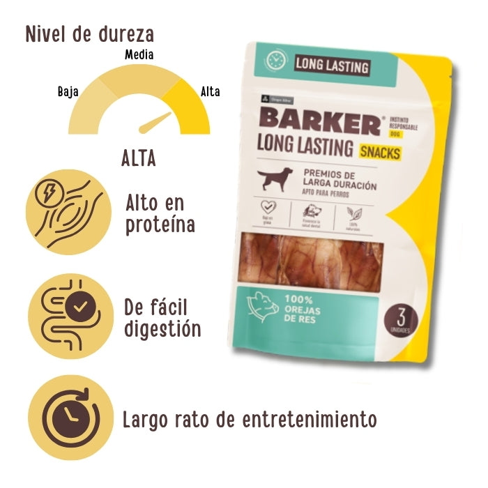 Propiedades mordedor natural Oreja de res Barker