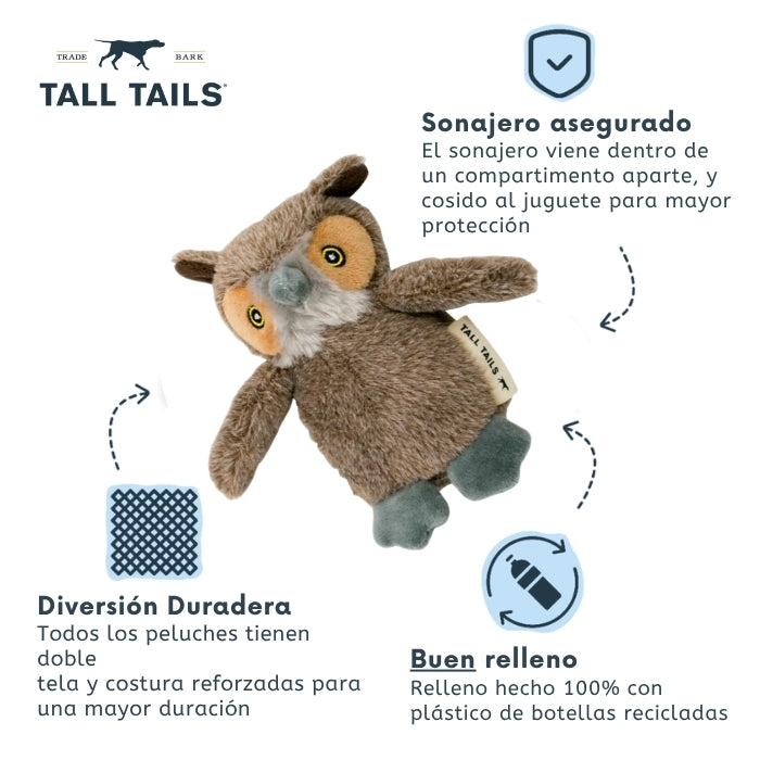 Propiedades peluche sensorial para perros de talla pequeña Búho con sonido Tall Tails