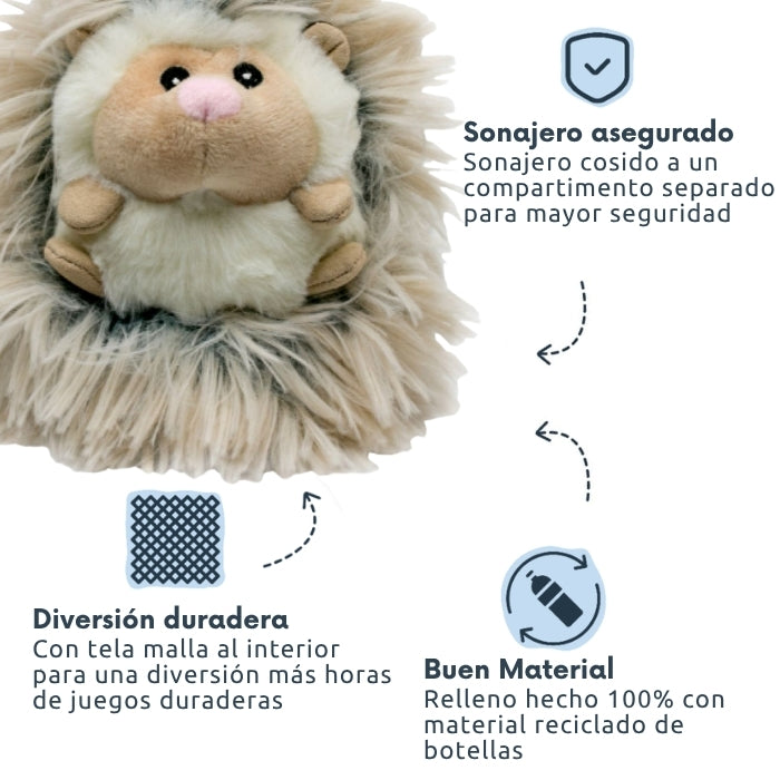 Peluche sensorial para perros pequeños Erizo Tall Tails con sonajero asegurado, tela malla interior y relleno hecho 100% de material reciclado