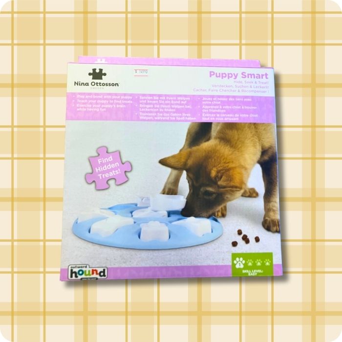 Caja Puppy Dog Smart Nina Ottosson juguete cognitivo tipo puzzle nivel 1