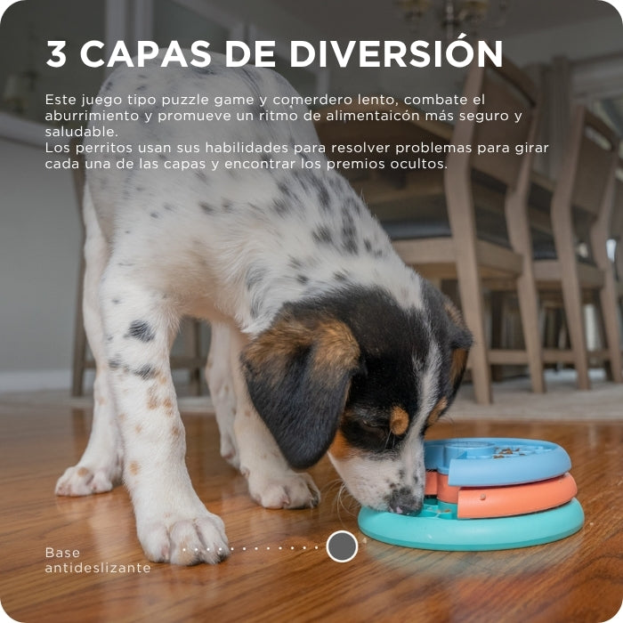 Juguete cognitivo tipo puzzle nivel 2 para perros de talla pequeña y cachorros Puppy Lickin' Layers de Nina Ottosson