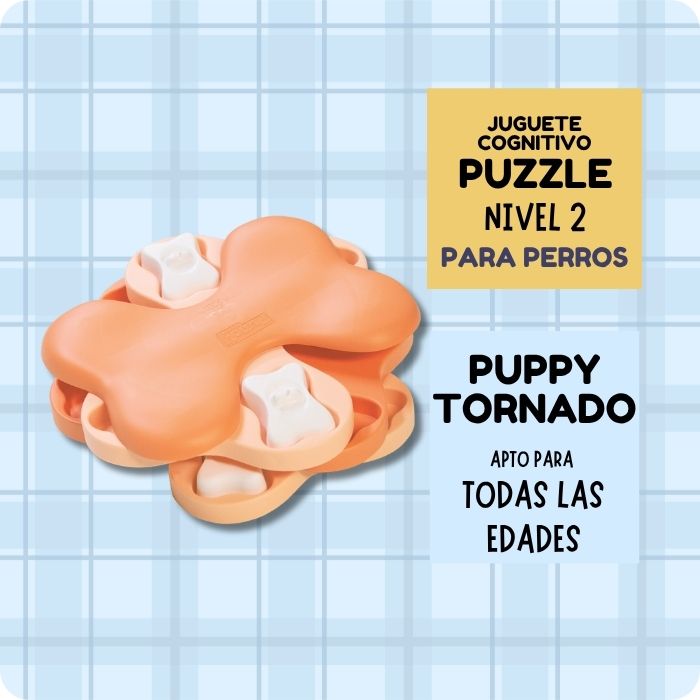 Juguete cognitivo tipo puzzle para perritos de todas las edades en talla pequeña Puppy Tornado Nivel 2 de Nina Ottosson