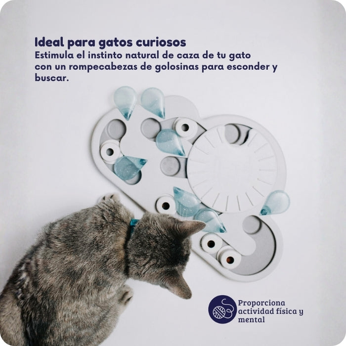 Juguete cognitivo para gatos tipo Puzzle Nivel 3 (avanzado) Rainy Day de Nina Ottosson es Ideal para gatos curiosos. Proporciona actividad física y mental.