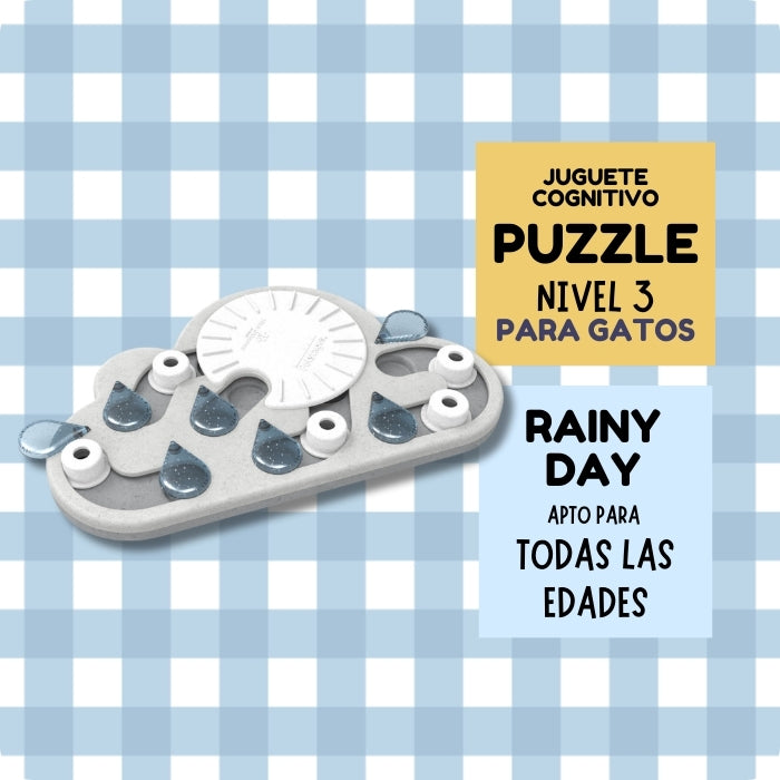 Juguete cognitivo para gatos tipo Puzzle Nivel 3 (avanzado) Rainy Day de Nina Ottosson