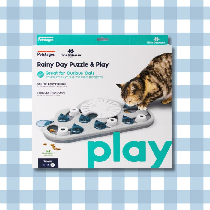 Caja de juguete cognitivo para gatos tipo Puzzle Nivel 3 (avanzado) Rainy Day de Nina Ottosson