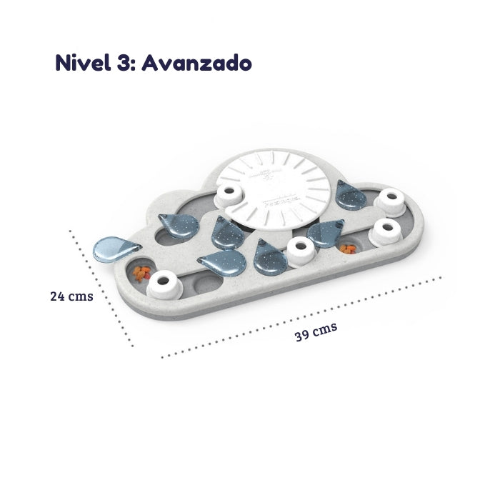 Juguete cognitivo para gatos tipo Puzzle Nivel 3 (avanzado) Rainy Day de Nina Ottosson de 24 x 39 cms