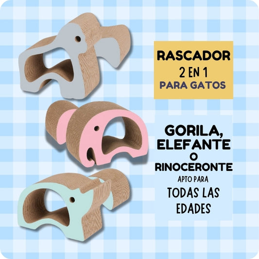 Rascador 2 en 1 Catit Zoo animales a elección: Gorila, Elefante o Rinoceronte.