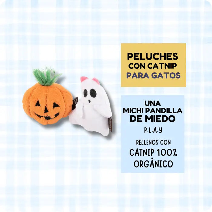 Peluches para Gatos con Catnip Organico PLAY Feline Frenzy Una Michi Pandilla de Miedo Set x2