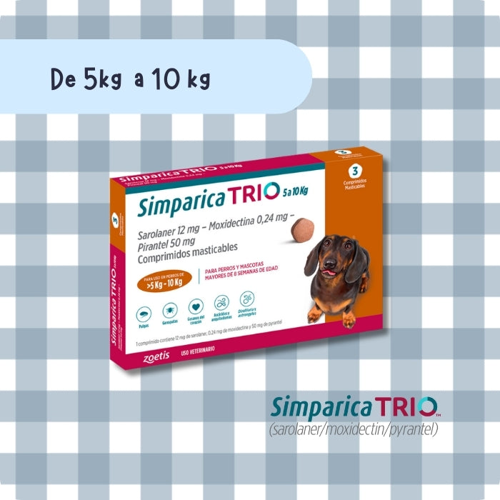 Antiparasitario interno y externo para perros Simparica Trio de 5 a 10kg