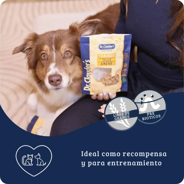 Snack natural para perros y gatos vegetariano variedad Queso libre de granos y con prebioticos Trainee Snack Kaese Dr Clauder's