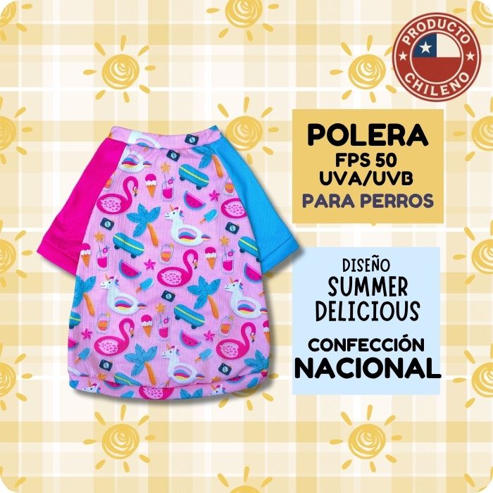 Polera con filtro solar UVA UVB ZullyPet modelo Summer Delicious