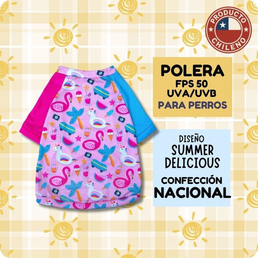Polera con filtro solar UVA UVB ZullyPet modelo Summer Delicious