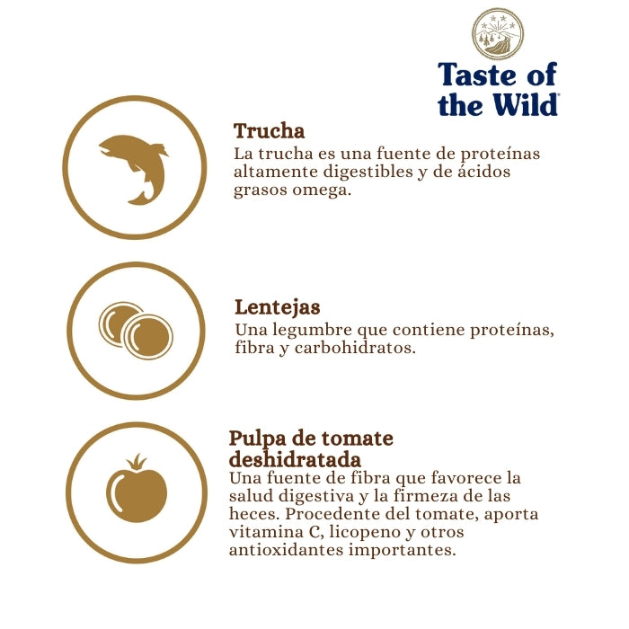 TOW Prey Trout Recipe Principales ingredientes: Trucha, lentejas y pulpa de tomate deshidratada.