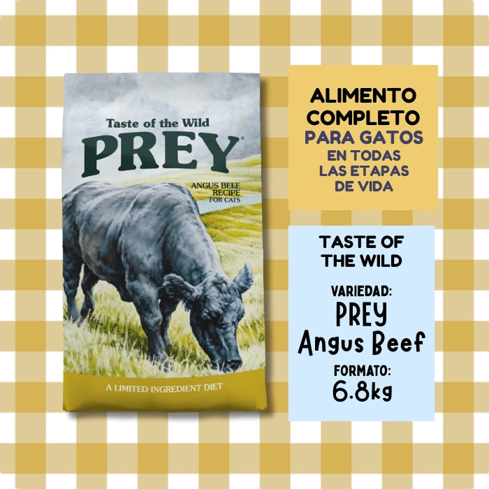 Alimento completo para gatos de todas las edades Taste of the wild PREY receta Anfus Beef saco de 6.8 kilos