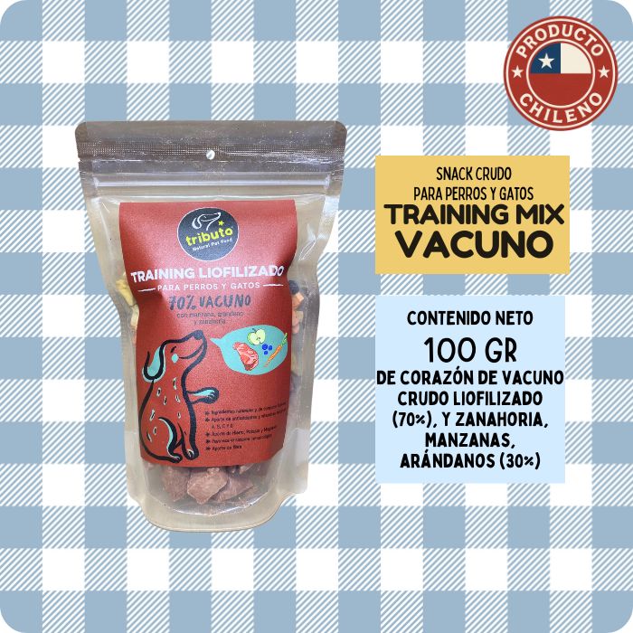 Snack crudo liofilizado para perros y gatos Training Mix Vacuno