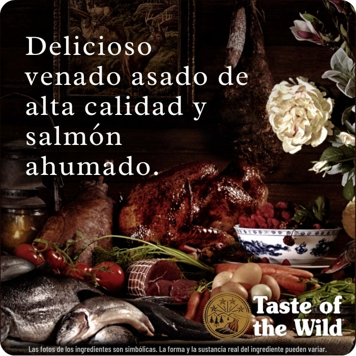 Taste of the Wild Rocky Mountain alimento completo para gatos en todas las etapas de vida con venado asado y salmón ahumado.