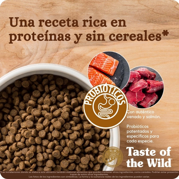Taste of the Wild Rocky Mountain alimento completo para gatos en todas las etapas de vida una receta rica en proteínas y sin cereales.