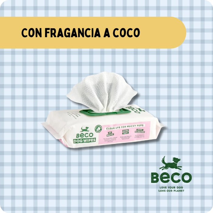 Toallas húmedas Beco con fragancia coco para perros