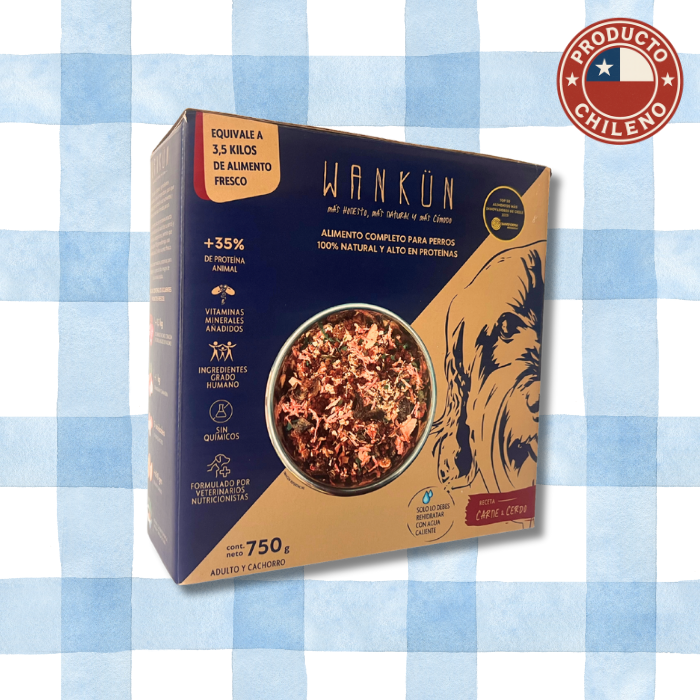 Alimentro deshidratado Wankun receta de vacuno y cerdo 750gr