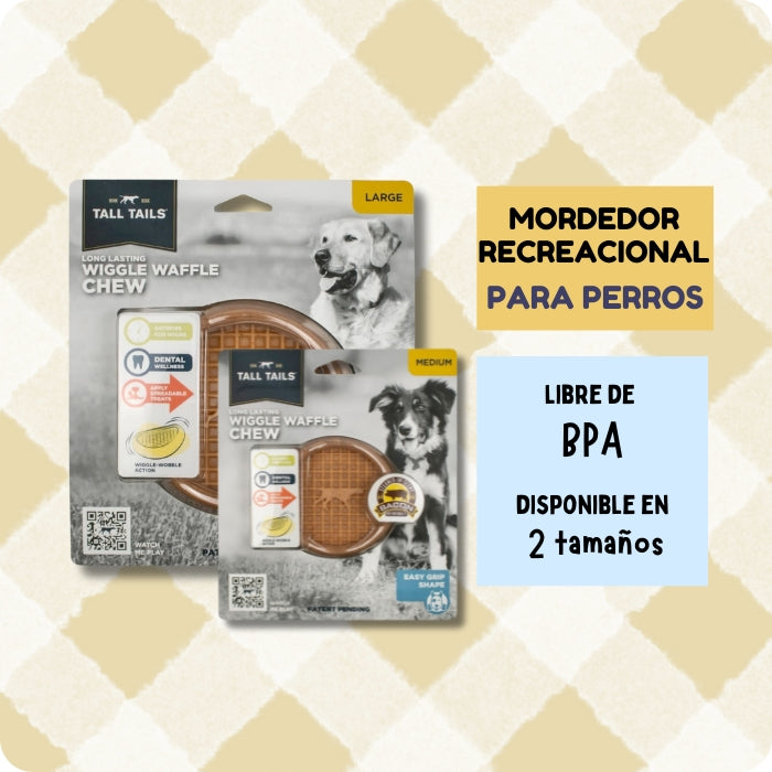 Mordedor recreacional para perros Wiggle Waffle Chew Tall Tails rellenable