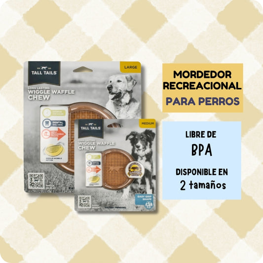 Mordedor recreacional para perros Wiggle Waffle Chew Tall Tails rellenable
