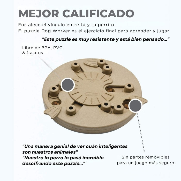 Dog Worker Puzzle para perros nivel 3 (avanzado) de Nina Ottosson está muy bien calificado para fortalecer el vinculo entre tutores y perros
