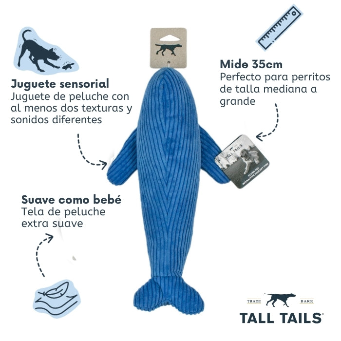 Propiedades peluche sensorial para perros Ballena con sonido de 35 cms Tall Tails