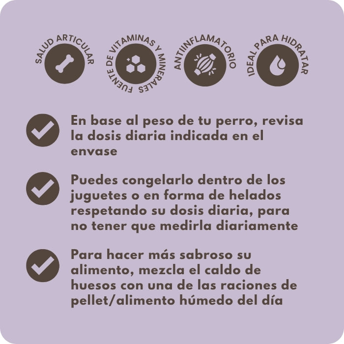 Recomendaciones suplemento natural para perros Caldo de Huesos Winga