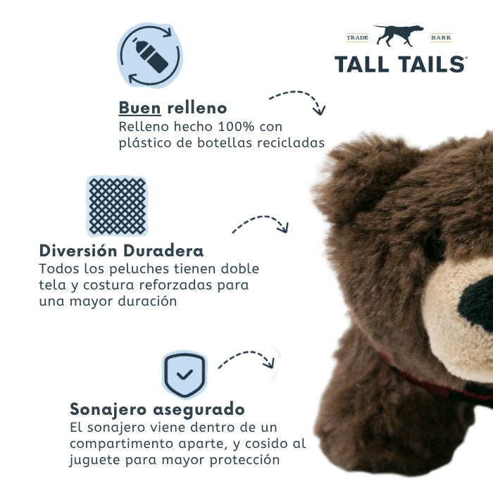 Caracteristicas peluche sensorial para perros pequeños Oso bebé con bandana 13 cms marca Tall Tails