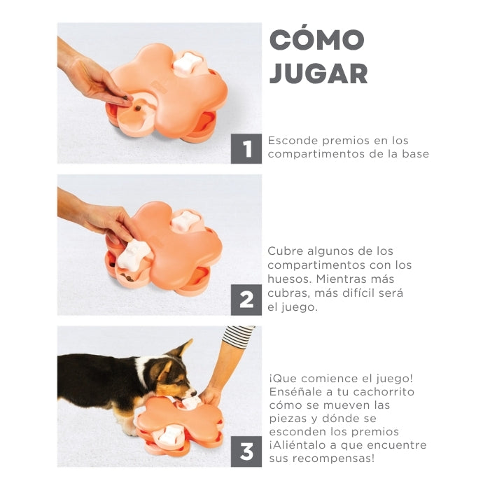 Como jugar Puppy Tornado Nivel 2 de Nina Ottosson con tu perro cachorro o de talla pequeña. Estimulación cognitiva para su desarrollo