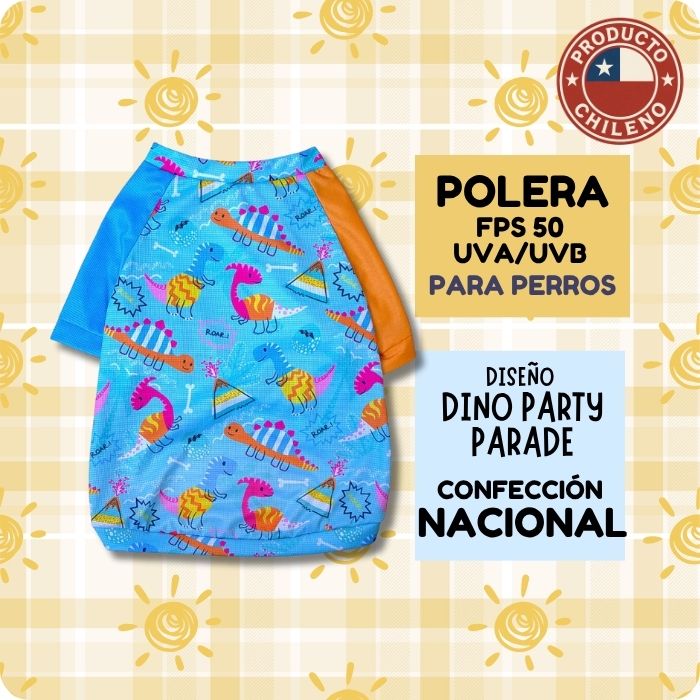 Polera con filtro 50FPS ZullyPet Dino Party Parade