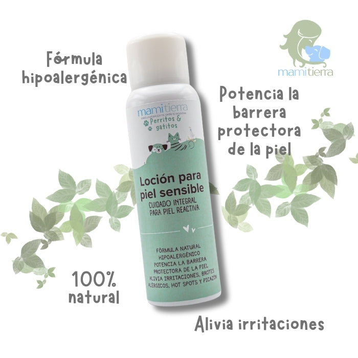 Propiedades Loción para piel sensible para perros y gatos 100% natural mamitierra