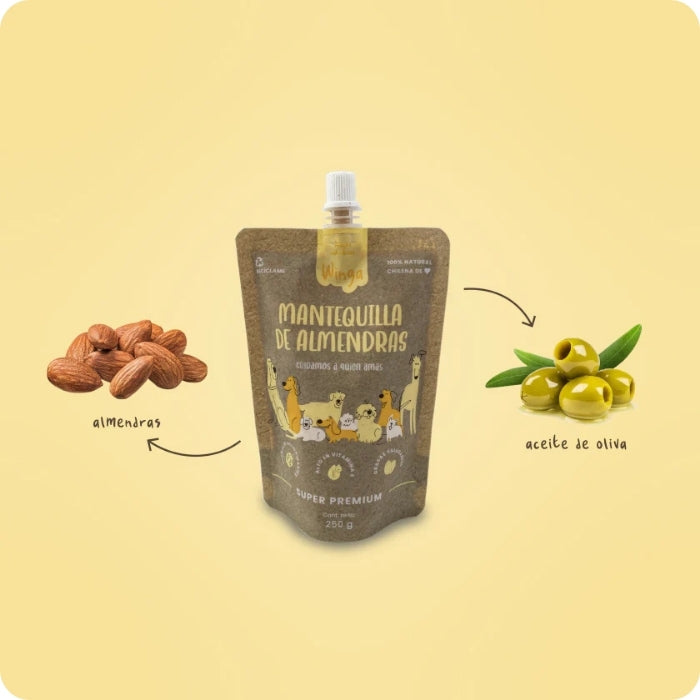 Ingredientes suplemento alimenticio natural para perros Mantequilla de almendras Winga