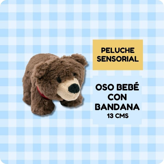 Peluche sensorial talla pequeña para perros de todas las edades de pequeño tamaño. Oso bebé con bandana Tall Tails