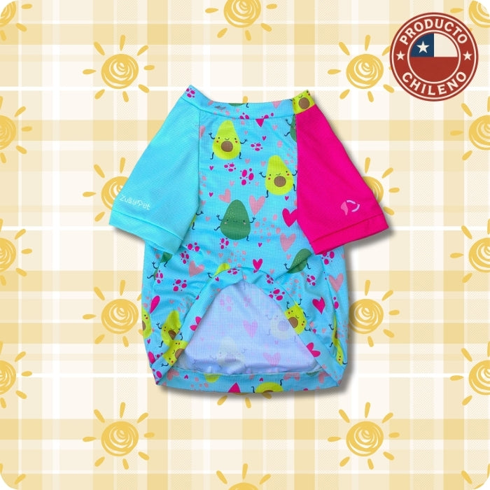 Modelo palta lovers poleras para perros con filtro solar ZullyPet