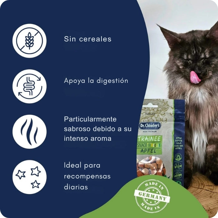 Propiedades snacks naturales para perros y gatos vegetariano variedad manzana Trainee Snack n' veggie Apfel Dr. Clauder's