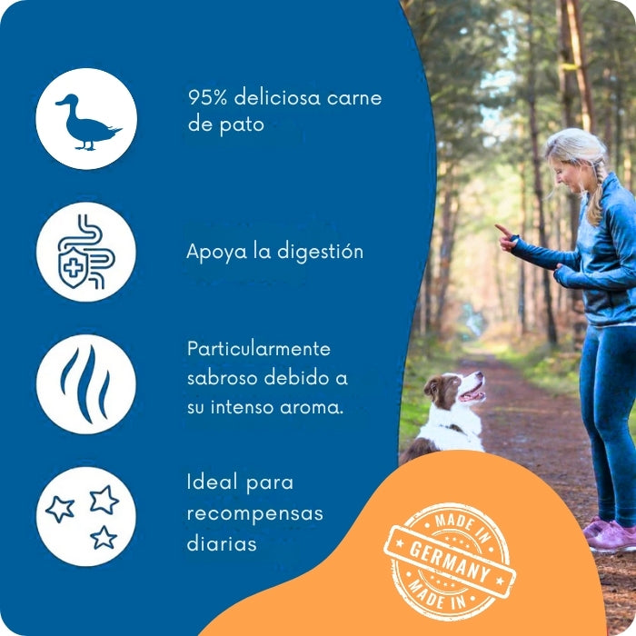 Propiedades snack natural para perros y gatos Stripes Ente Dr Clauder's variedad Pato