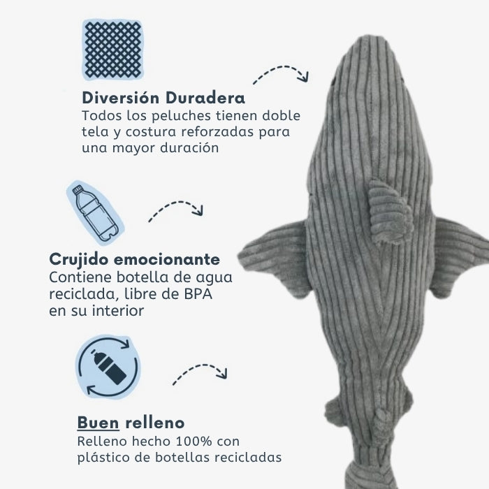 Propiedades peluche sensorial Tiburon de 35cm con crujido Tall Tails