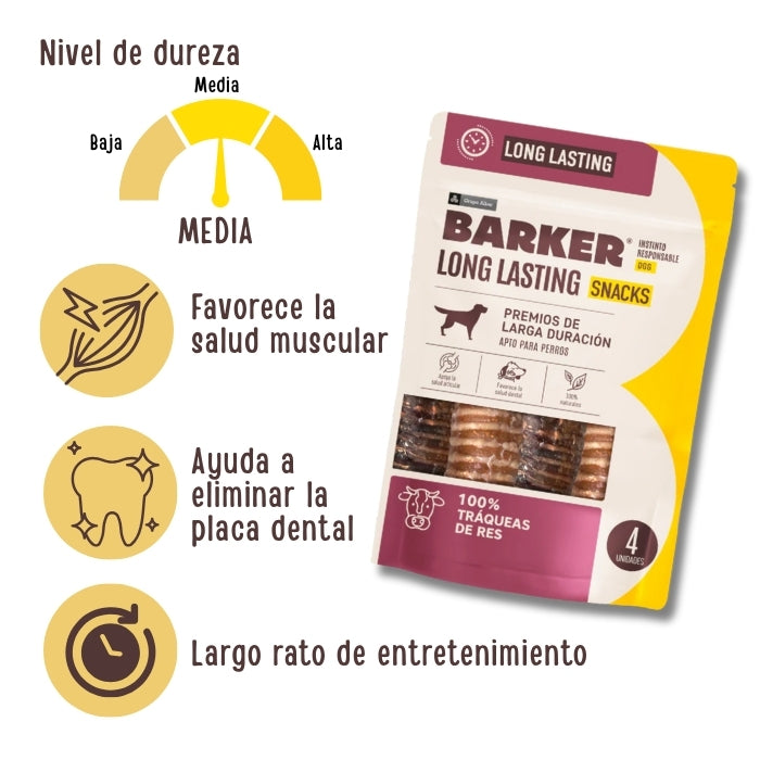 Propiedades mordedor natural para perros Traquea de Vacuno Barker