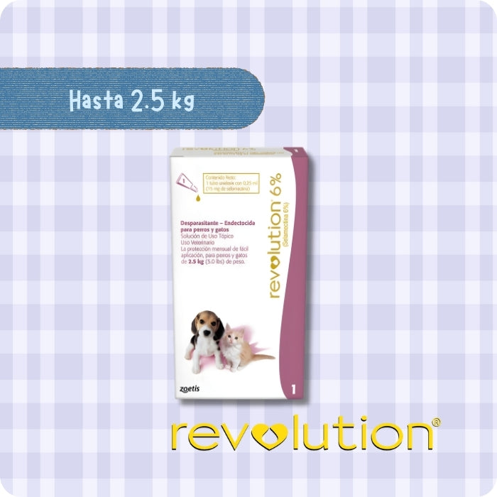 Revolution 6% Pipeta antiparasitaria para perros y gatos de hata 2.5kg