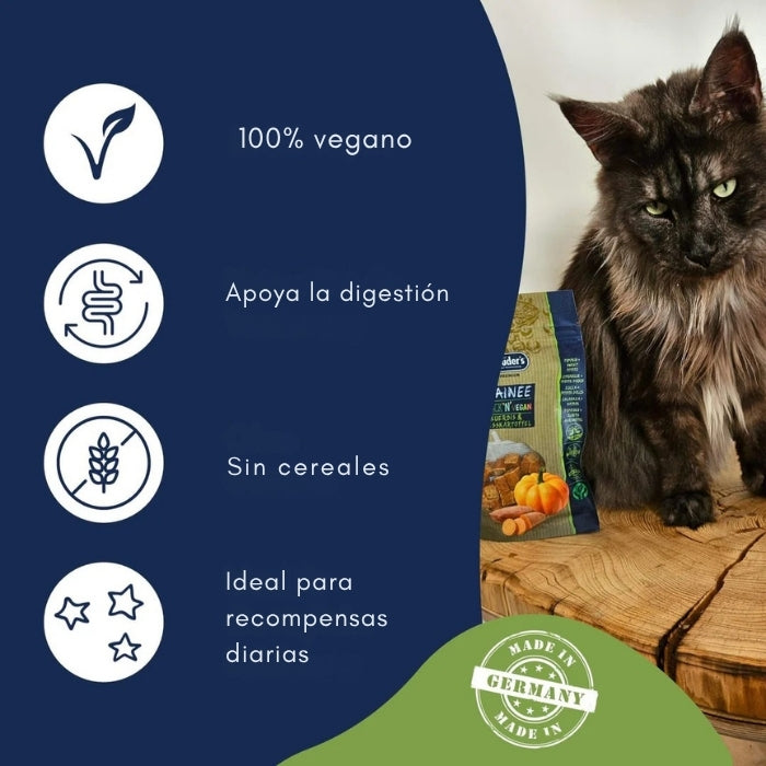 Características snack vegano natural para perros y gatos variedad Camote y zanahoria Treinee Dr. Clauder's